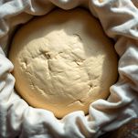 Impasto lievitato coperto con panno.