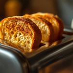 Fette di pane che tostano nel tostapane.