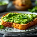 Pane con salsa verde spalmata sopra.