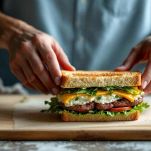 Panino chiuso pronto da servire.