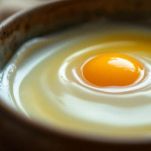 Crema gialla mescolata nella ciotola