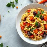 Pasta saltata nel tegame con le verdure