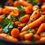 Carote arrosto cavolo e funghi rosolano insieme