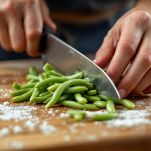 Fagiolini sbollentati e scolati.