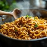 Pasta e ceci cremosa con pepe nero e prezzemolo tritato