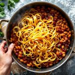 Pasta cotta direttamente nei fagioli