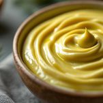 Crema di olive frullate pronta in una ciotola.
