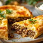 Pasticcio servito con focacce