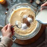 Versa latte sale e pepe e mescola