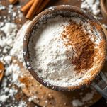 Ingredienti secchi aggiunti all’impasto nella ciotola