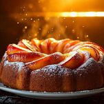 Plumcake dorato nello stampo durante la cottura