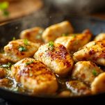 Pollo dorato in padella