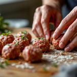 Mani che modellano polpette