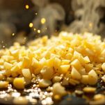 Scalogno e aglio tritati in padella