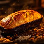 Rotolo di polpettone di melanzane avvolto nella carta forno