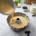 Stampo da plumcake imburrato riempito con l’impasto