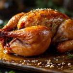 Anatra intera in teglia durante cottura