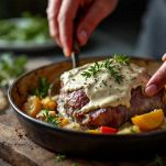 Abbacchio coperto di salsa di acciughe