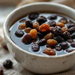 Uvetta in ammollo nella ciotola