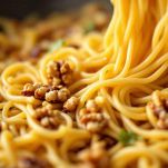 Pasta integrale scolata in padella