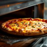 Pizza nel forno caldo