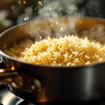 Riso che evapora in pentola