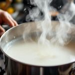 Latte che bolle in pentola