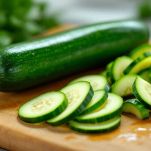 Zucchine affettate sul tagliere