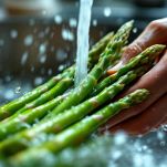 Asparagi lavati sul tagliere