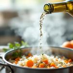 Riso che assorbe il vino in cottura