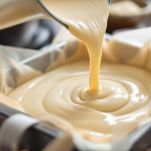 Teglia con pasta biscotto in forno durante la cottura