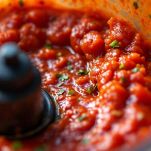 Salsa di peperoni dalla consistenza leggermente granulosa