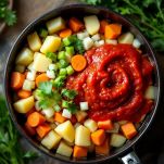 Pentola ricca di ingredienti