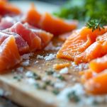 Tranci arancioni e rossi sul tagliere