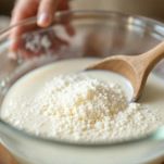 Ciotola con farina uova e zucchero