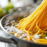 Pentola con acqua che bolle per la cottura degli spaghetti