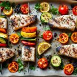 Stecchini con pesce e verdure alternati