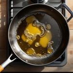 Impasto versato nell’olio caldo