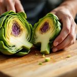 Spicchi di carciofo pronti dopo la breve cottura in acqua e limone