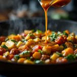 Padella con verdure mentre assorbono la salsa