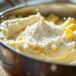 Burro e farina mescolati in pentola