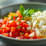 Dadini di pomodoro e cipolla conditi