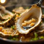 Ostriche condite servite su insalata