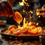 Fette di arancia caramellate in padella