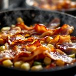 Pancetta e porri in padella