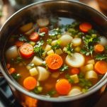 Brodo vegetale in preparazione