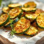 Piatto con zucchine fritte dorate e croccanti