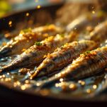 Acciughe ripiene in frittura in padella.