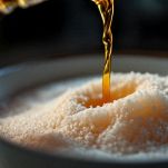 Rum versato nello sciroppo di zucchero.