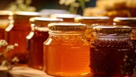 Barattoli di diverse varietà di miele